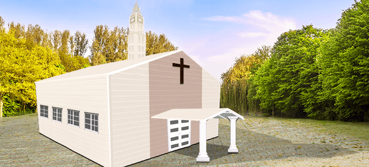 bâtiment d'église en métal